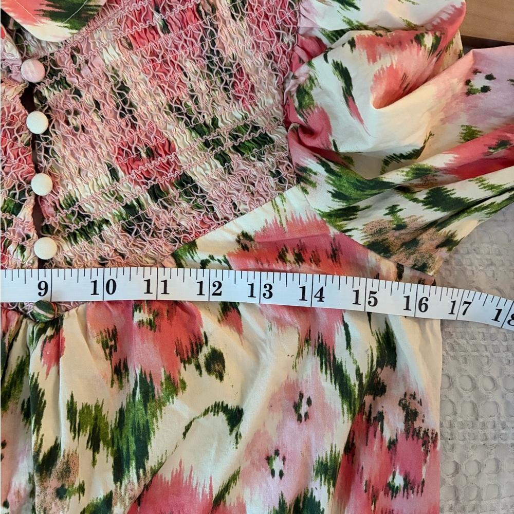Tuckernuck Haskell Collared Blouse in Blush floral with fabric covered buttons - Picture 8 of 8